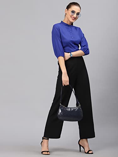 Image of Style Quotient Women Solid Lilac Polyester Formal Shirt