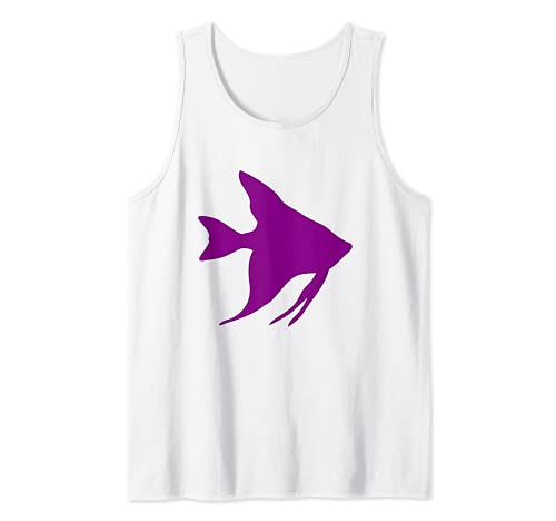 Purple Angel Fish Aquarium Pet Tank Top, White