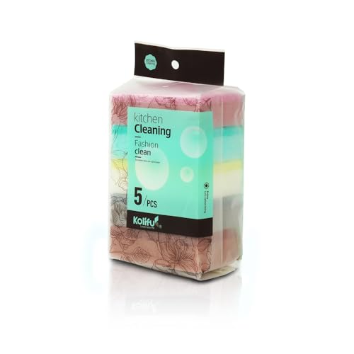 Image of Scrub Sponges Kitchen 5 Count，Ideal for Cleaning Kitchen, Dishes, Bathroom