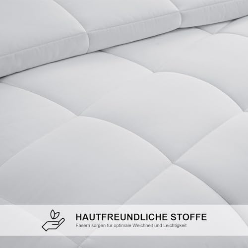 DUANDUAN Bettdecke 220x 240cm 4 Jahreszeiten Bettdecke,Mikrofaser Steppdecke, Weiche und Bequeme Ganzjahresdecke, Deal für Allergiker, Weiß