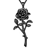beautlace Black Rose Necklaces Black Gun Plated Flower Pendant Elegant Jewelry for Women KP0072K