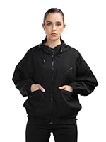 CHKOKKO Women Winter Sports Zipper Stylish Jacket Black 5XL
