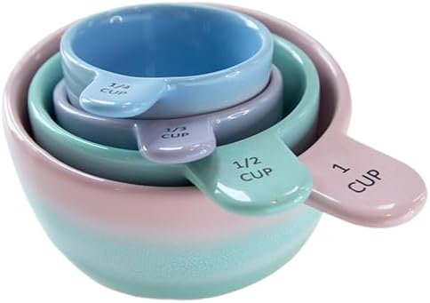 Sass & Belle Pastel Ombre Measuring Cups in Pink & Green – Perfect Measuring Spoons for Baking, Colourful Nesting Kitchen Utensils for Cooking, Decorative Gift for Home Bakers