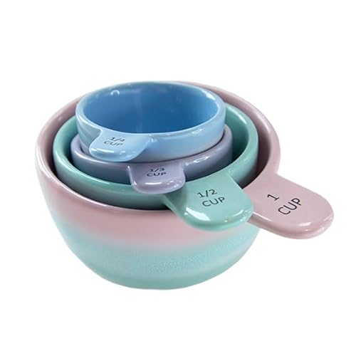 Sass & Belle Pastel Ombre Measuring Cups in Pink & Green – Perfect Measuring Spoons for Baking, Colourful Nesting Kitchen Utensils for Cooking, Decorative Gift for Home Bakers