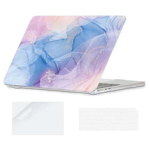 Funda rígida MacBook Pro 14 2025 2024 2021 M4 M3 M2 M1 A2992 carcasa mármol azul
