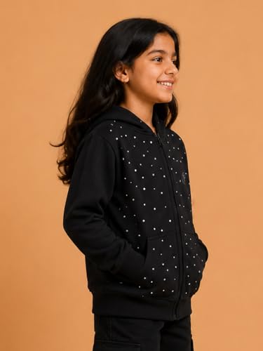 Image of Unisex Kids Solid Full Sleeve Zip Front Open Hooded Sweatshirt