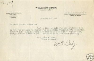 Autographed Cards Dr. Walter Guyton Cady Physicist