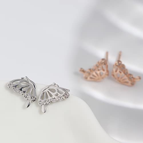Meissa Butterfly Earrings 925 Sterling Silver Earrings For Women Hypoallergenic Stud Earrings Dainty Minimalist Jewelry Gift For Sensitive Ears (Rose Gold) #TOP3