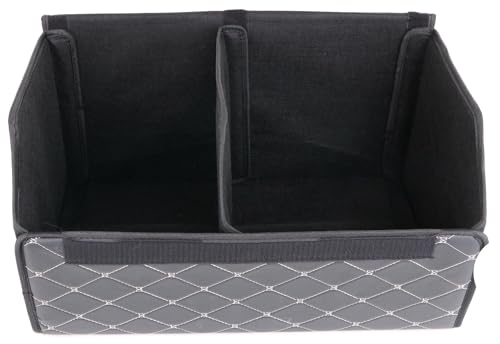 SIXTOL CAR COMPACT ELEGANT L | Organizador de maletero plegable con tapa | 2 compartimentos ajustables | Diseño de piel sintética con costuras elegantes - imagen 8