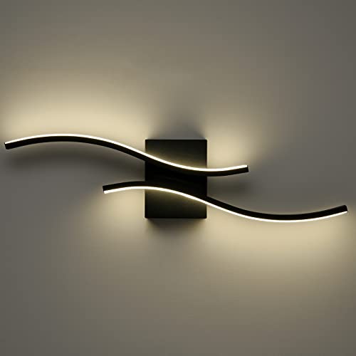 Image of Modern Led Sconce Wall Lighting Indoor 24 inch Minimalist Industrial Black Wall Sconce Hardwire Wall Light for Small Space Bathroom Hallway Staircase Entryway