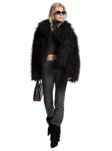 Michael Kors womens Crop Faux Fur Peacoat