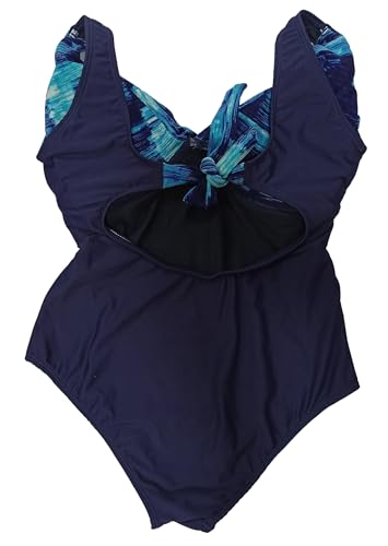 Maiô feminino azul com recorte estampado plus size P ao 52 (50)