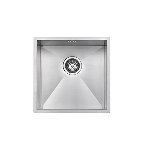 Jass Ferry 1,2 mm de grosor acero inoxidable fregadero de cocina Premium hecho a mano diseño cuadrado único cuenco montaje bajo encimera/empotrado cartucho de filtro de tubos Clips