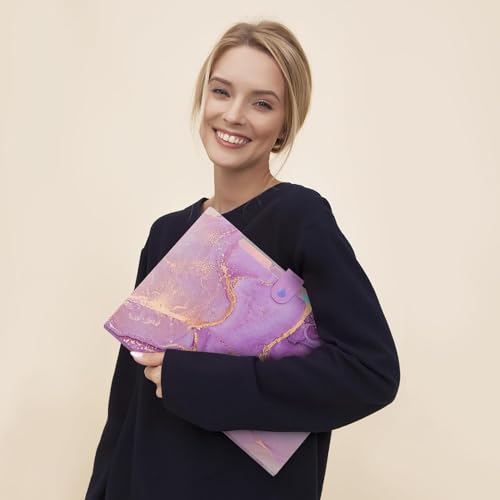 Image of Corslet Expanding File Folder, Aesthetic Folders for School, Accordion File Organizer, Aesthetic Folder with Labels,5 Pockets Important Document Folders for School Office Home Marble Blue