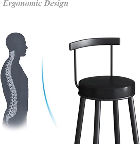 Tabouret de bar en simili cuir café de 75 cm avec dossier confortable - 6