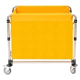 Donened - Carrito de lavandería de acero inoxidable, con ruedas, plegable,...