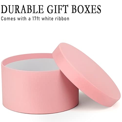 Round Gift Box Pink Gift Boxes With Lids For Presents 4 Packs Luxury Nesting Gift Boxes Small With 17Ft Ribbon For Bridesmaid Valentines Mother's Day Graduation #TOP6