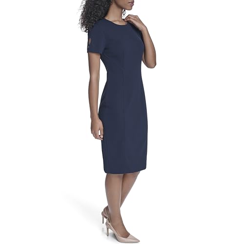 Image of Calvin Klein Women's Seamed Scuba Crepe Sheath Dress