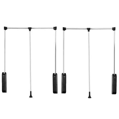 Pull Down Closet Rod 2 Pack, Stainless Steel Adjustable 35-46.5 inches