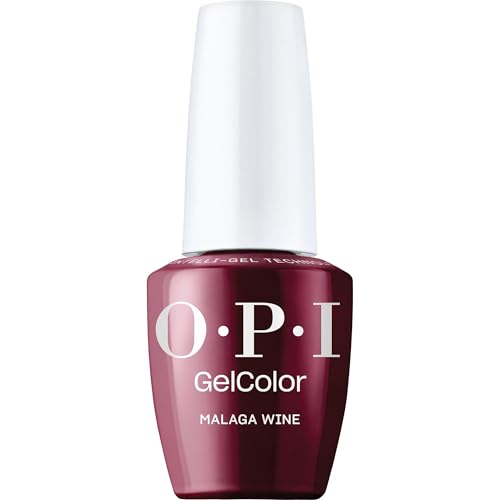 OPI GelColor Malaga Wine | Opaque Dark Wine-Red Crme LED Cure Gel Nail Polish | Salon-Quality Shine Long-Lasting Wear | Vegan & HEMA Free | 0.5 Fl Oz