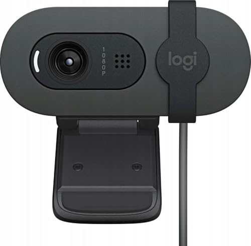 Brio 105 webcam professionale Full HD 1080p con correzione automatica illuminazione, USB-A, copriobiettivo, configurazione facile, compatibile con Windows, macOS, ChromeOS - Grafite