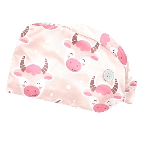 Chapeaux de travail à motif vache rose idéals pour la cuisine
