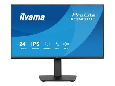 iiyama Prolite XB2491HS-B1 Moniteur IPS Full HD de 24'' avec taux de rafraîchissement de 120 Hz, Haut-parleurs intégrés, Pied Ergonomique et Design à Cadre Fin sur Les Quatre côtés