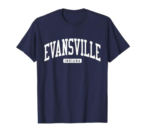 Evansville Indiana in College University Style T-Shirt, Men, Navy Blue, Large