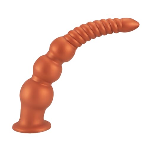 Tsukitoy アナルプラグ ディルド 極太サイズ ロングディルド 螺旋状アナルビーズアナルディルド 吸盤付きディルド 初心者 細いあなるぷらぐ アナル拡張 開発 男女兼用凹凸ありアナルグッズ -L-33.5*6.8cm - 画像1