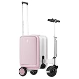 Zowdrix Maleta Inteligente Motorizada De 20 litros, Equipaje con Patinete EléCtrico Incorporado Y BateríA ExtraíBle, Cerradura con CóDigo TSA, AutonomíA De 8-12 Km, Ligera para Viajar Pink