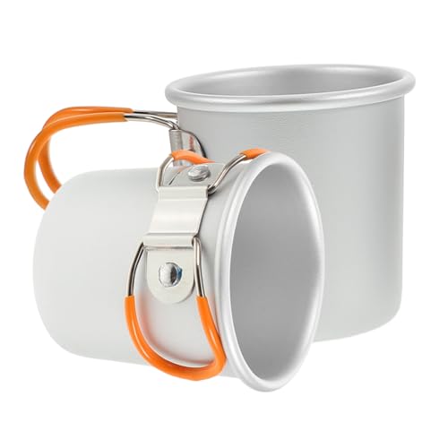OSOLADY 2 Pack Collapsible Mugs Aluminum Camping Cups Insulated Reusable Water Cup for Hiking Lightweight and Portable