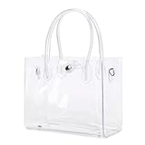 LAM GALLERY Womens Clear Purse Stadium Approved Clear Bag PVC Plastic See Through Working Bag (Large Silver)