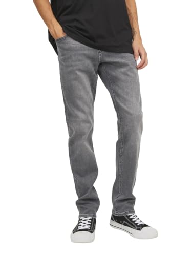 JACK & JONES Glenn - Pantalones de mezclilla ajustados para hombre, tela elástica de alta preformance para todo el día, cómodos, con botones, gris claro, 29W/34L