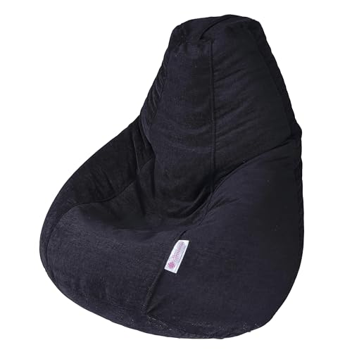Image of Casa Copenhagen Premium Designer Fabric Bean Bag Chair, Filled with Beans | Capacity: Upto 7 Ft Height, 200 KG Weight | 4XL | Black Ozone