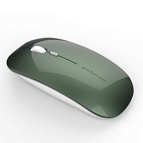 Uiosmuph Q5 Bezprzewodowa ładowalna mysz, bezprzewodowa cicha przenośna mysz optyczna 2.4G 1600DPI z odbiornikiem USB dla Windows 10/8/15/XP/Vista/PC/Mac-Zielony