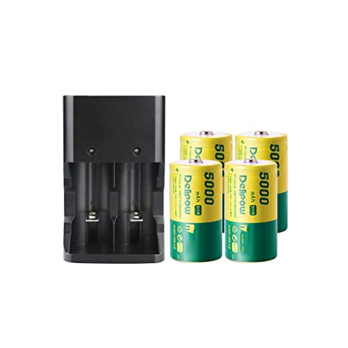 Juego de baterías Recargables n. ° 1, Calentador de Agua de 10000 MAh, Estufa de Gas, Tipo D Grande, 1 Carga, 2 Potencia (Color : 5000mAh, Size : Four)