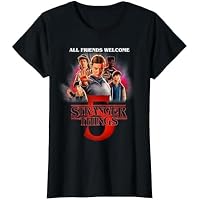 Stranger Things Season Five Poster Camiseta, Mujer, Negro, S