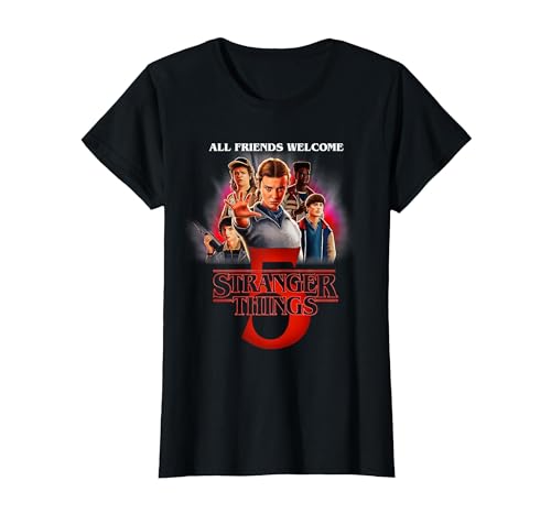 Stranger Things Season Five Poster Camiseta, Mujer, Negro, S