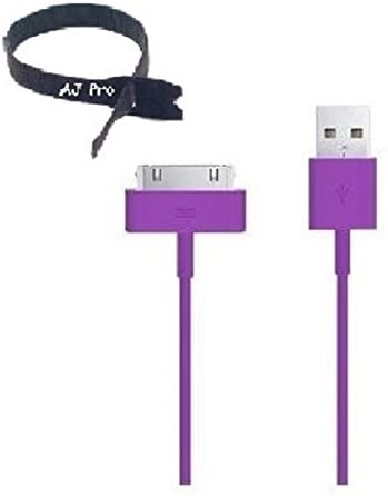 10Ft Extra long 30 Pin USB Sync Cable Power Cord Charger Supports iPhone 4S 4 3GS iPad 1 2 3, iPod + Velcro T- AJ Pro TM