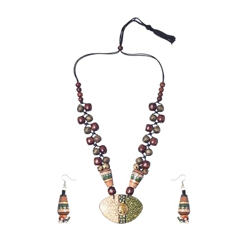 Image of AAKRITI ART CREATIONS Handcrafted Women's Jewelry Set - Ethnic Necklace and Earrings, Fashion Accessories for Special Occasions & Celebrations