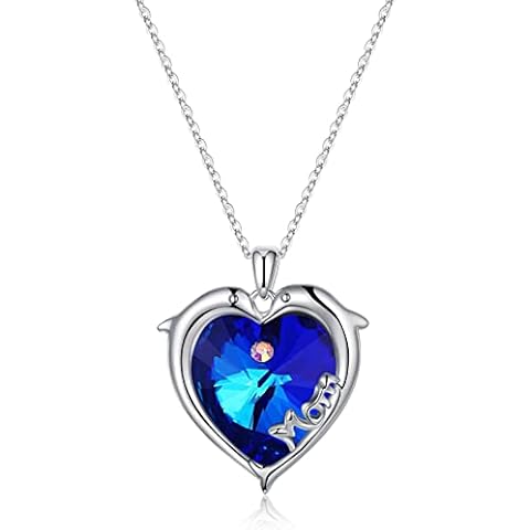 Iefil Mom Gifts Mom Crystal Necklace, 925 Sterling Silver Mom Dolphin Jewelry Crystal Necklace Christmas Birthday Gifts for Mom Valentines Day Gifts for Mom Cover