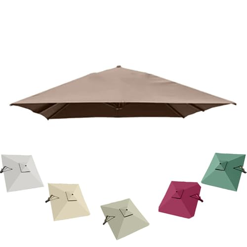 Ersatzdach für quadratischen Freiarmschirm, 2,44 m – UV-Schutz für Sonnenschirme für Terrasse und Pool, 2,5 m khakifarbener Outdoor-Schirmstoff mit 8 Streben