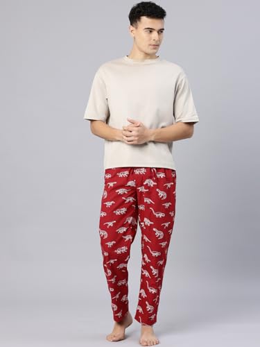 Image of Majestic Man Men's Printed Pure Cotton Lounge Pyjama | Comfort Fit | Elastic Waist with Drawstring | 3 Pockets | Button Closure