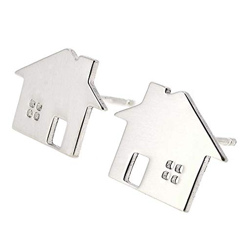 House Home Realtor Stud Earrings Polished Sterling Silver Handmade in USA