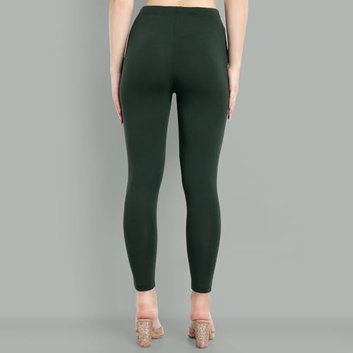 Image of ONE SKY Women Ankle Length Leggings | Premium Cotton Modal Spandex Blend | High Waist Stretchable & Bio-Washed Fabric | Colour-Lock | Ethnic Leggings for Women