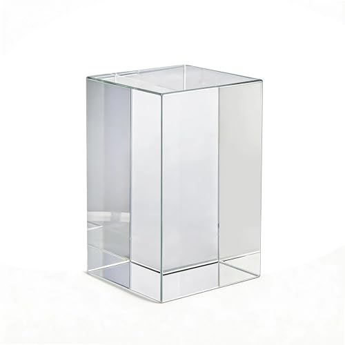 Genuine K9 Crystal Blank Blocks for Inner Laser Engraving, 2.36x2.36x3.54 inch Cube, High Clarity Crystal for 3D UV Engraving