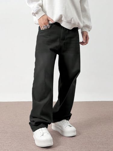 Image of URBAN POCKETS Jeans for Men | Denim Jeans | Relaxed Fit | Baggy Style | Wide Leg | Streetwear | Casual Wear | Everyday Comfort (U-18-19)