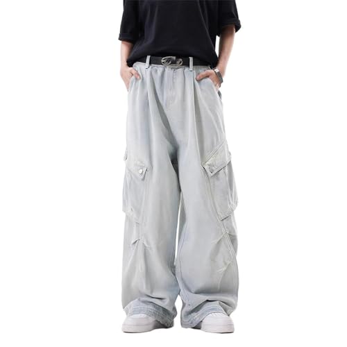 Men's Pants Workwear Denim Loose Fit Retro High Street American Spring Trouser for Men