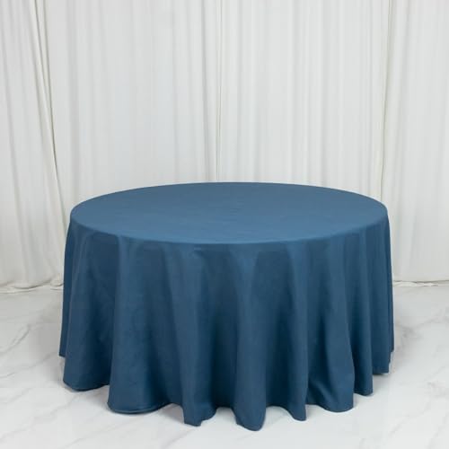 Efavormart Polyester Round Tablecloth 120" Denim Blue with Faux Denim Design – Seamless Finish for Modern Events