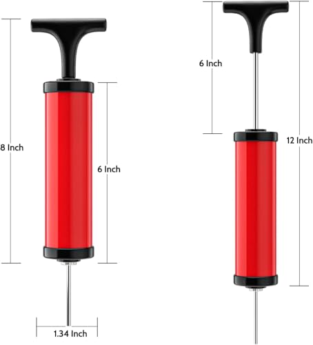 Motorenbau Ball Pump, Sports Ball Pump with 5 Needles, Nozzle, Extension Hose, Push & Pull Inflator System, Perfect for Volleyball, Basketball, Football, Soccer, Water Polo, Swim Inflatables Red